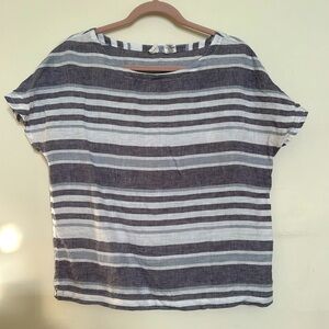 ARTISAN NY 100% linen top. Size small blue/grey/white